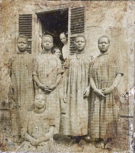 Mrs Göhring with her schoolgirls, in Cameroon