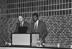 General assembly at Nyborg Strand in 1994. Lars Mandrup translates ?
