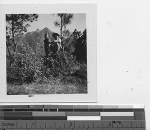 Two boys on a hill at Dubang, China, 1948