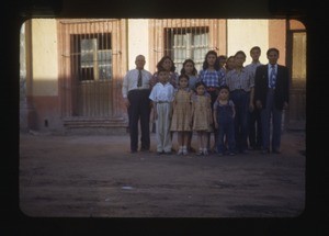 Group in front of the Church of Christ, Mexico