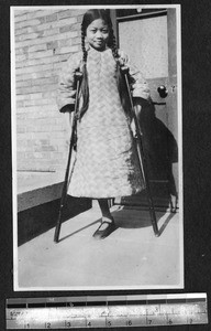 Girl with one leg, Shanghai, China, ca.1925