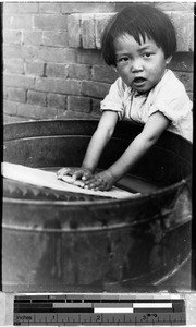 Young girl at orphanange, Fushun, China, September 1936