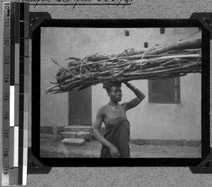 Tembu woman with firewood, South Africa East, 1934