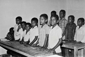 Danish Santal Mission, Bangladesh. Teaching class at Saraswatipur Boarding School, 1981