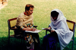 Pakistan 1995. Employees at the Church Centre, Peshawar Diocese, inaugurated 04/11/1994