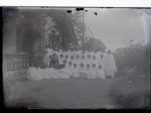 Marie Rasmussen together with her students at Ivory Atsimo, boarding school for girls, Fianarantsoa, Madagascar, ca.1898