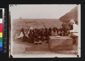 Missionary evangelising in village, Tamil Nadu, India, ca. 1900