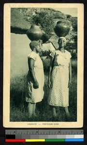 Women carrying water jugs, Lesotho, ca.1920-1940