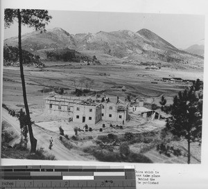 Construction of the first church built at Blue Cloud county, Luyun, China