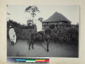 Edouard Beaudroit on his horse, Fianarantsoa, Madagascar, ca.1903