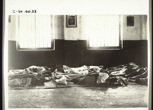 Girls' boarding school in Tschombala. Photograph taken in the dormitory