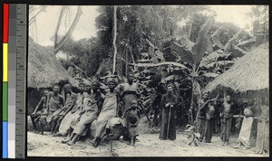 Missionary father with patients, Kananga, Congo, ca.1920-1940