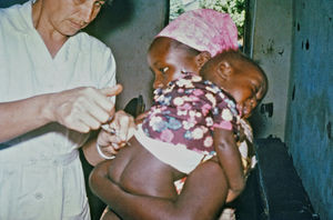 Missionary and Nurse, Anna Stubkjær Borg, sent by DMS to Tanganyika/Tanzania, 1951-82. Here she