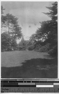 Old stone lantern at Jochi Daigaku, Tokyo, Japan, ca. 1920-1940