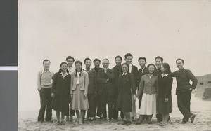 College English Class from Ibaraki Christian College on the Beach, Ibaraki, Japan, ca.1948-1952