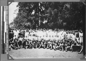 Congregation after a christening ceremony, Kyimbila, Tanzania, ca.1898-1914