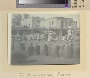 Grain market in Sialkot, Punjab, Pakistan, ca.1890