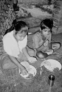 Danish Santal Mission, Bangladesh. Breakfast at Saraswatipur Boarding School,1991