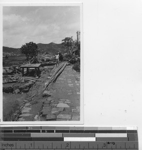 Damage to leprosarium after typhoon at Xinhui, China, 1937