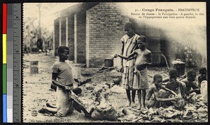 Butchering a hippopotamus, Brazzaville, Congo, ca.1920-1940