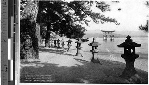 Distant view of the Shinto shrine, Miyajima, Japan, ca. 1920-1940