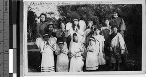 Group of children ready for a Chistmas play, Yeung Kong, China, ca. 1930