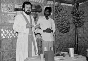 Bangladesh Lutheran Church/BLC, 1988. Rev. Morten Larsen is celebrating the church service duri