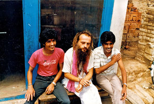 Kathmandu, Nepal. A Westerner has converted to Buddhism