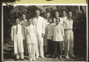 Honjen Hospital. Doctors, with male and female nurses