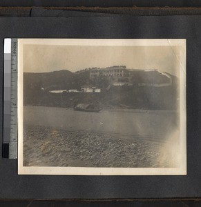 Riverfront view of the missionary compound at Ing Tai, Fujian, China, ca. 1910