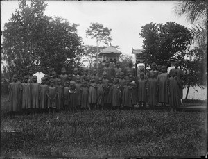 Miss Anne with her pupils of the Girls' School