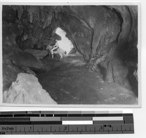 Fr. Dempsey on a horse in a cave at Dongan, China, 1929