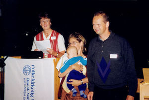 Chief of staff Eva Madsen and missionary Jesper Nyman Madsen with the family