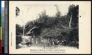 Women washing linen in a stream, Congo Republic, ca.1900-1930