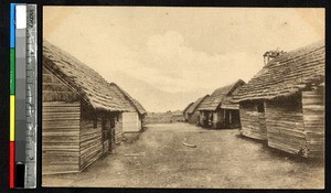 Wooden homes with thatched roofs, Kasse, Congo, ca.1920-1940