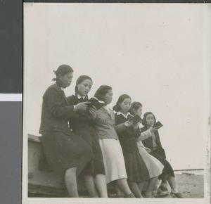 Students Reading Together, Ibaraki, Japan, ca.1948-1952