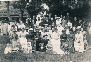 The Queen of Madagascar surrounded by protestant missionaries in Mahazoarivo, in Madagascar