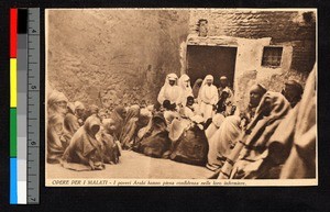 Missionary sisters in hospital doorway with others, Morocco, ca.1920-1940