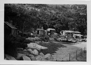 Rural scene of housing along coastline of Hong Kong, China, 1940