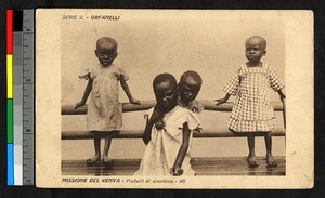 Orphans on a bench, Kenya, ca.1920-1940