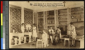 Young European women in their science classroom, Lubumbashi, Congo, ca.1920-1940