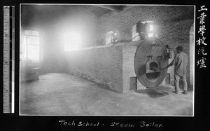 Steam boiler at Technical School, Fujian, China, ca.1911-1913