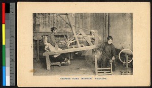 Women weaving fabric, China, ca.1920-1937