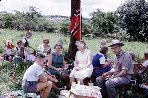 Missionaries on picnic, the Duru falaise, Adamaoua, Cameroon, 1953-1968