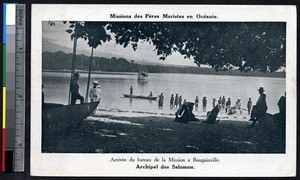 Arrival of a boat from the Mission of Bougainville, Papua New Guinea, ca.1900-1930