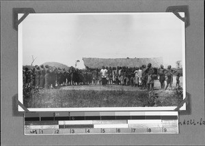 Reception of Brother Baudert by a school, Tanzania, ca.1929-1930