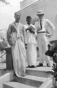 Daravan, centre, on his day of baptism with Poul Lange. Panruti 1935