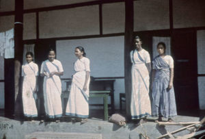 National Nurses outside the hospital. Probably Sevapur Hospital?, Assam, North India