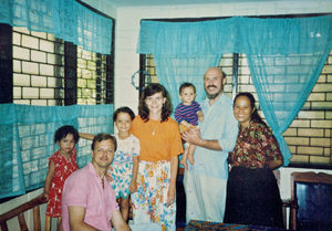 DSM Volunteers Karin & Jack Brandholt with the Olesen Family at their apartment in Cebu, the Ph