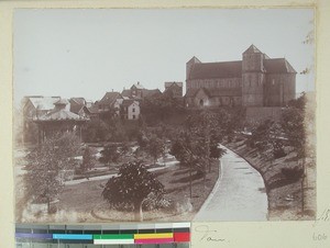 View of the Anglican Cathedral and Place Jean Laborde, Andohalo, Antananarivo, Madagascar, 1901